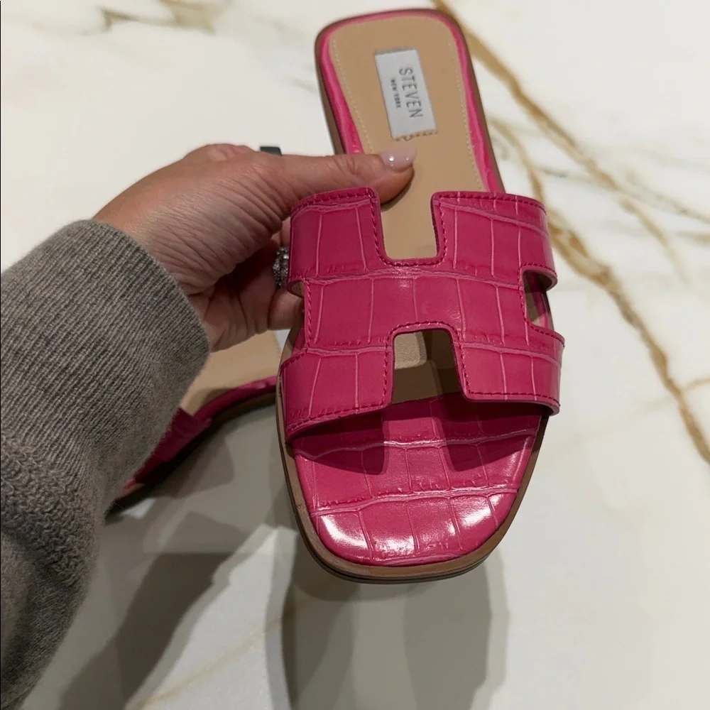 Steven Fuchsia Slide Sandals for Women